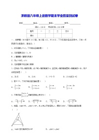 浙教版八年级上册数学期末学业质量测试卷（含答案解析）