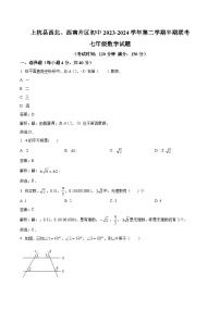 福建省龙岩市上杭县西北、西南片区2023-2024学年七年级下学期期中考试数学试卷(含解析)