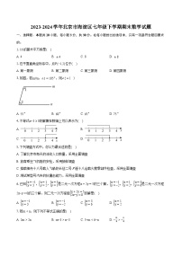 2023-2024学年北京市海淀区七年级下学期期末数学试题（含详细答案解析）