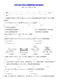 北师大版九年级上学期数学期中模拟测试卷（含答案）