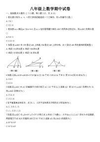 八年级上学期期中考试数学试题