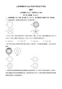 2024年山东省潍坊市中考真题数学试题+答案