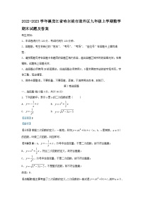 2022-2023学年黑龙江省哈尔滨市道外区九年级上学期数学期末试题及答案