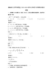 [数学][期末]湖南省长沙市雨花区2023-2024学年七年级下学期期末试题(解析版)