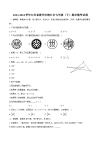 2023-2024学年江苏省泰州市靖江市七年级（下）期末数学试卷（含详细答案解析）