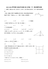 2023-2024学年浙江省金华市浦江县七年级（下）期末数学试卷（含详细答案解析）