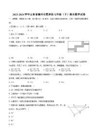 2023-2024学年山东省德州市夏津县七年级（下）期末数学试卷(含详细答案解析)
