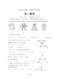 [数学]2020北京清华附中朝阳学校初二上学期期中数学试卷