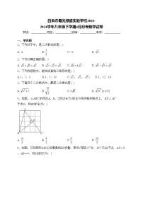 自贡市蜀光绿盛实验学校2023-2024学年八年级下学期4月月考数学试卷(含答案)