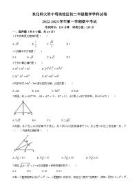 吉林省长春市东北师范大学附属中学明珠校区2022-2023学年八年级上学期期中数学试题(无答案)