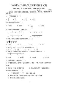 陕西省安康市旬阳市部分学校2024-2025学年七年级上学期入学分班考试数学试题