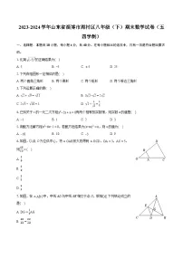 2023-2024学年山东省淄博市周村区八年级（下）期末数学试卷（五四学制）（含详细答案解析）