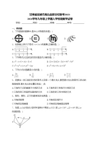 甘肃省张掖市高台县部分校联考2023-2024学年九年级上学期入学检测数学试卷(含答案)