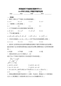 青海省西宁市城西区海湖中学2023-2024学年九年级上学期开学数学试卷(含答案)