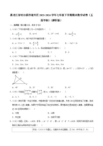 黑龙江省哈尔滨市道外区2023-2024学年七年级下学期期末 数学试卷（五四学制）（含解析）