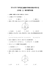 浙江省嘉兴市桐乡实验中学片区2017届九年级(上)期中数学试卷(含解析)