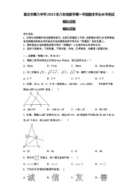 重庆市第八中学2023年八年级数学第一学期期末学业水平测试模拟试题【含解析】