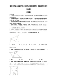 重庆市西南大附属中学2023年八年级数学第一学期期末质量检测试题【含解析】