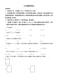 2024年江苏省南京市钟英中学九年级中考零模数学模拟预测题（原卷版+解析版）