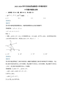 2024年甘肃省武威市凉州区武威第四中学教研联片中考模拟考试二模数学试题（解析版）