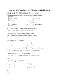 广西河池市宜州区2024届九年级上学期期中考试数学试卷(含解析)