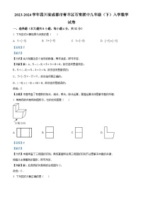 四川省成都市石室联合中学2023-2024学年下学期入学考试九年级数学试题（解析版）