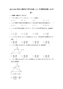 2023-2024学年上海市长宁区九年级（上）月考数学试卷（10月份）