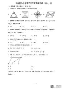 广东省清远市清城区2024--2025学年上学期九年级开学摸底考数学试卷