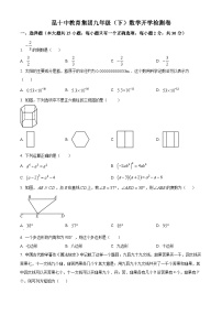 云南省昆明市昆十中教育集团2023-2024学年九年级下学期数学开学考试试题（原卷版+解析版）