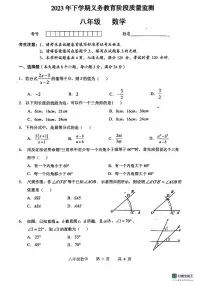 湖南省常德市联考2023-2024学年八年级上学期义务教育阶段质量监测（期中）考试数学试卷