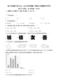 青海省西宁市海湖中学2023-2024学年九年级下学期开学考试数学试题（原卷版+解析版）