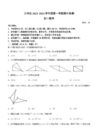 北京市大兴区2023-2024学年九年级上学期期中数学试题