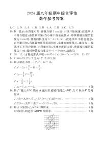 安徽省无为市2023-2024学年九年级上学期期中综合评估数学试题（PDF版，含答案）