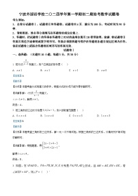 浙江省宁波外国语学校2024-2025学年八年级上学期开学数学试题（解析版）