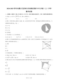 [数学]2024～2025学年内蒙古巴彦淖尔市杭锦后旗六中九年级(上)开学数学试卷(有答案)