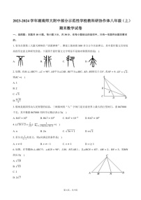 [数学][期末]2023～2024学年湖南师大附中部分示范性学校教科研协作体八年级(上)期末数学试卷(有答案)