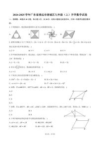 [数学]2024～2025学年广东省清远市清城区九年级(上)开学数学试卷(有答案)