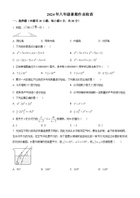 浙江省金华市东阳市横店八校联考2024-2025学年八年级上学期开学数学试题（原卷版）