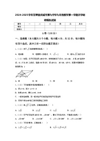 2024-2025学年甘肃省武威市第九中学九年级数学第一学期开学调研模拟试题【含答案】