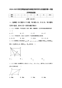 2024-2025学年甘肃省武威市凉州区洪祥中学九年级数学第一学期开学检测试题【含答案】