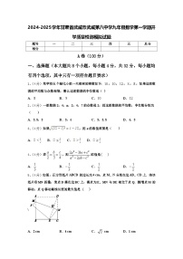 2024-2025学年甘肃省武威市武威第八中学九年级数学第一学期开学质量检测模拟试题【含答案】