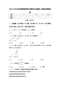 2024-2025学年甘肃省张掖市名校数学九年级第一学期开学调研试题【含答案】