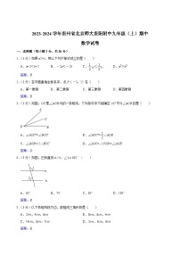 贵州省贵阳市南明区北京师范大学贵阳附属中学2023-2024学年九年级上学期期中考试数学试卷(含答案)