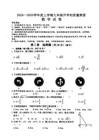 黑龙江省哈尔滨市呼兰区2024－2025学年九年级上学期开学测试数学试卷