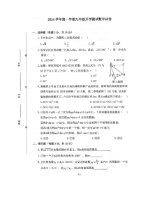 浙江宁波市部分学校2024-2025学年九年级上学期开学测试数学试卷+答案