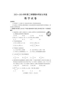 河南省洛阳市嵩县2023-2024学年七年级下学期期中考试数学试卷(含答案)