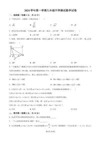 浙江宁波市部分学校2024-2025学年九年级上学期开学测试数学试题+答案