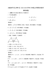 [数学][期末]河南省平顶山市叶县2023-2024学年八年级上学期期末模拟试题(解析版)