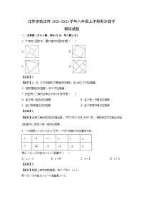 [数学][期末]江苏省镇江市2023-2024学年八年级上学期期末模拟试题(解析版)