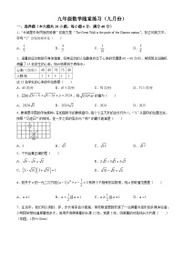 安徽省池州市贵池区2024-2025学年九年级上学期开学考数学试题